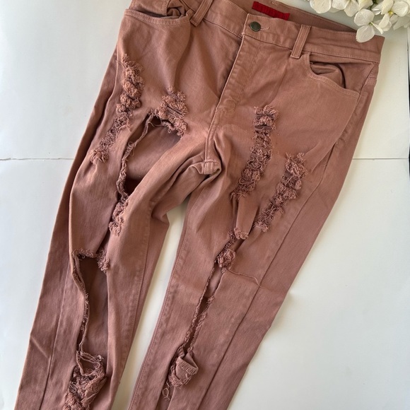 GJG Denim Pink Rose Distressed Skinny Jean - Picture 13 of 13